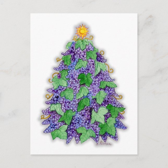 Cartes Pour Fêtes Annuelles Arbre de Noël de raisins de cuve (Devant)