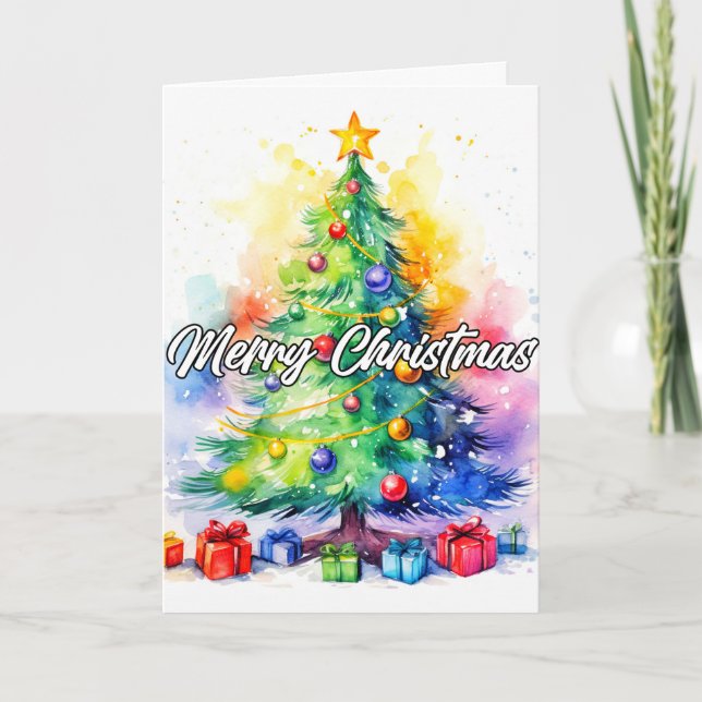 Cartes Pour Fêtes Annuelles Arbre de Noël décoratif Whimsical artistique (Devant)