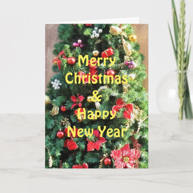 Cartes Pour Fêtes Annuelles Arbre de Noël décoré (Devant)