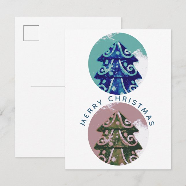 Cartes Pour Fêtes Annuelles Arbre de Noël décoré Festif Famille artistique (Devant / Derrière)