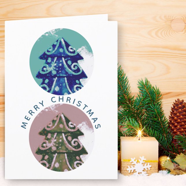 Cartes Pour Fêtes Annuelles Arbre de Noël décoré Festif Famille artistique (Créateur téléchargé)