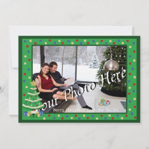 Cartes Pour Fêtes Annuelles Arbre de Noël décoré Style de jeu vidéo 8 bits