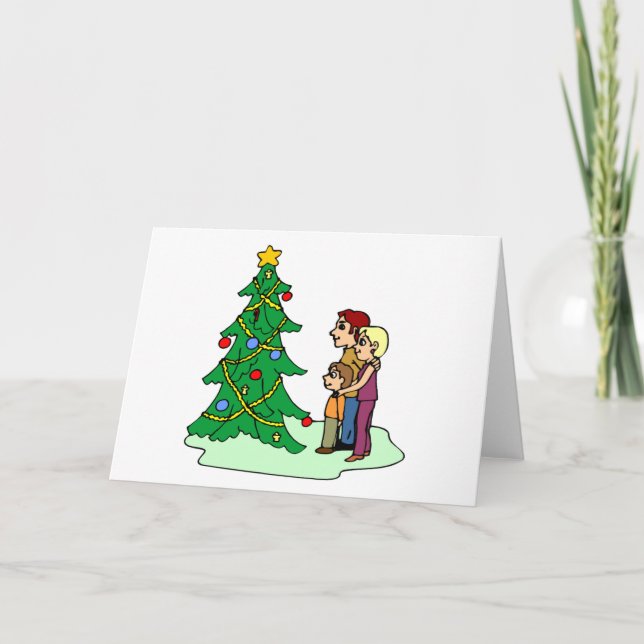 Cartes Pour Fêtes Annuelles Arbre de Noël des admires de la famille (Devant)