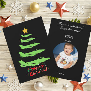 Cartes Pour Fêtes Annuelles Arbre de Noël des avions militaires, Photo