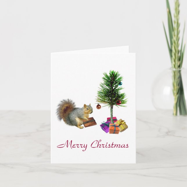 Cartes Pour Fêtes Annuelles Arbre de Noël des écureuils (Devant)