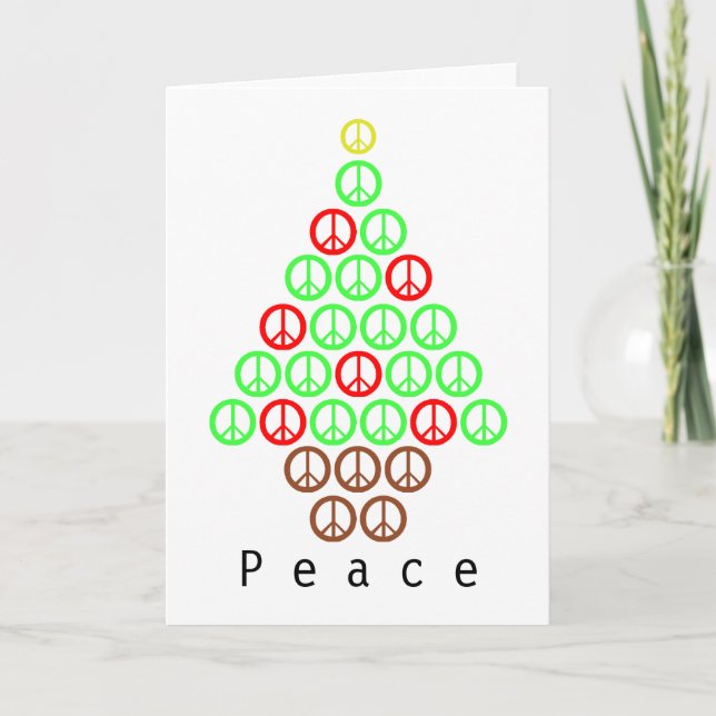 Cartes Pour Fêtes Annuelles Arbre de Noël des signes de paix (Devant)