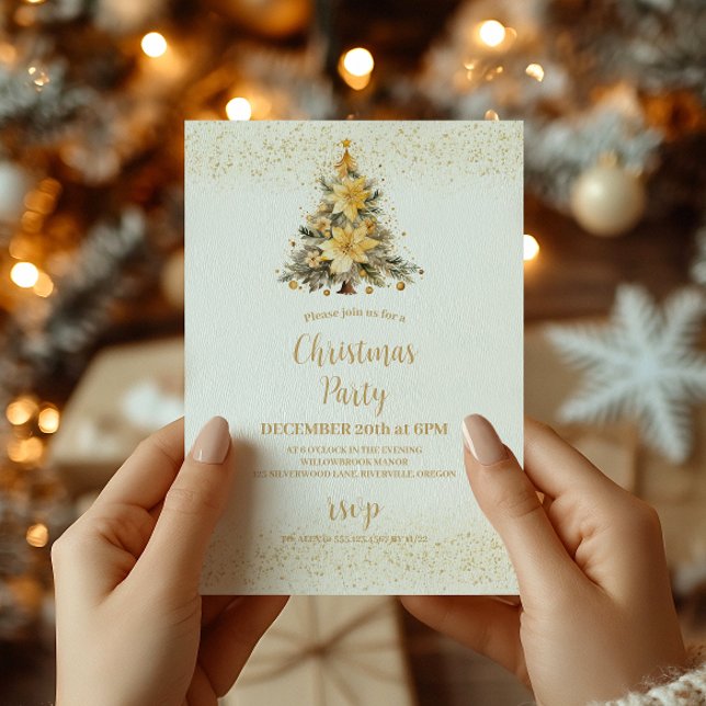 Cartes Pour Fêtes Annuelles Arbre de Noël doré (Créateur téléchargé)