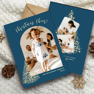 Cartes Pour Fêtes Annuelles Arbre de Noël doré Deux Photo 2022 Fêtes