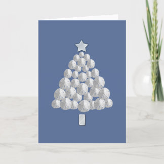 Cartes Pour Fêtes Annuelles Arbre de Noël du dollar de sable (bleu)