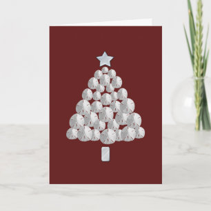 Cartes Pour Fêtes Annuelles Arbre de Noël du dollar de sable (rouge)