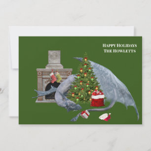 Cartes Pour Fêtes Annuelles Arbre de Noël du dragon blanc