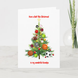 Cartes Pour Fêtes Annuelles Arbre De Noël Du Grand-Père Décoré De Boules
