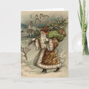 Cartes Pour Fêtes Annuelles Arbre de Noël du Père Noël victorien