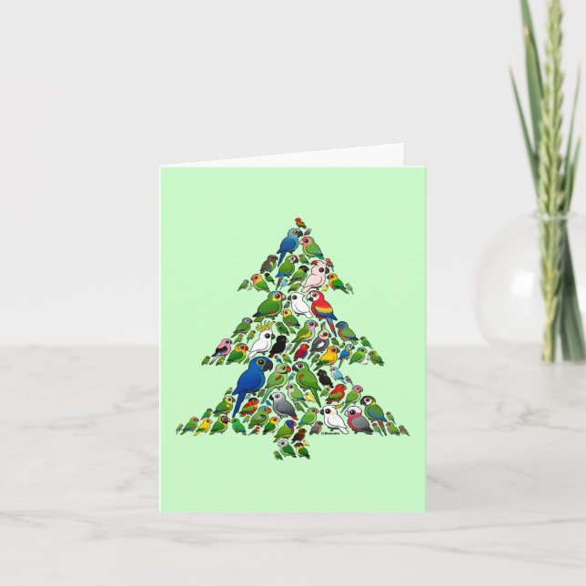 Cartes Pour Fêtes Annuelles Arbre de Noël du perroquet (Devant)