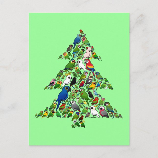 Cartes Pour Fêtes Annuelles Arbre de Noël du perroquet (Devant)