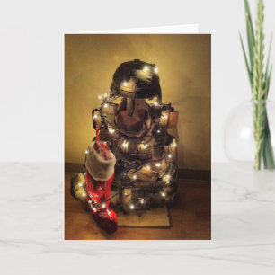 Cartes Pour Fêtes Annuelles Arbre de Noël du soldat déployé