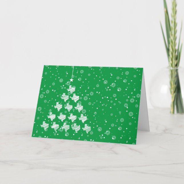 Cartes Pour Fêtes Annuelles Arbre de Noël du Texas à motifs sur vert (Devant)