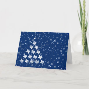 Cartes Pour Fêtes Annuelles Arbre de Noël du Texas scintillé en bleu