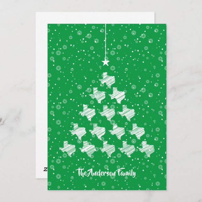 Cartes Pour Fêtes Annuelles Arbre de Noël du Texas scintillé sur Green Holiday (Devant / Derrière)