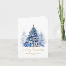 Arbre de Noël élégant bleu aquarelle