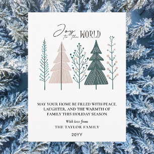 Cartes Pour Fêtes Annuelles Arbre de Noël Élégant Botanique Boho Joie