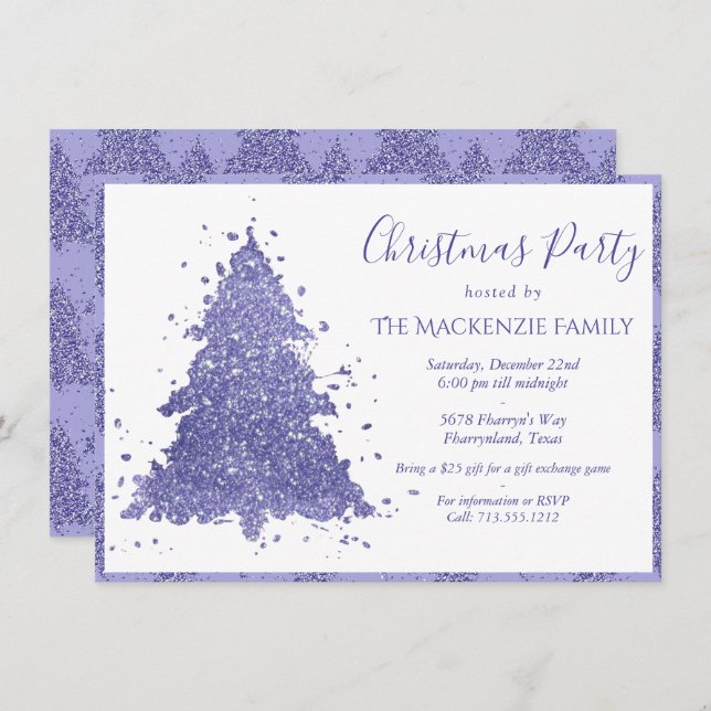 Cartes Pour Fêtes Annuelles Arbre de Noël élégant | Charming Purple Party (Devant / Derrière)