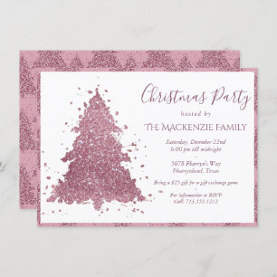 Cartes Pour Fêtes Annuelles Arbre de Noël élégant Dusty Mauve Pink Party