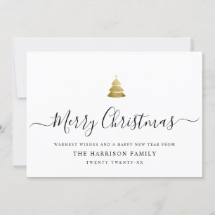 Cartes Pour Fêtes Annuelles Arbre de Noël élégant moderne en or avec écriture