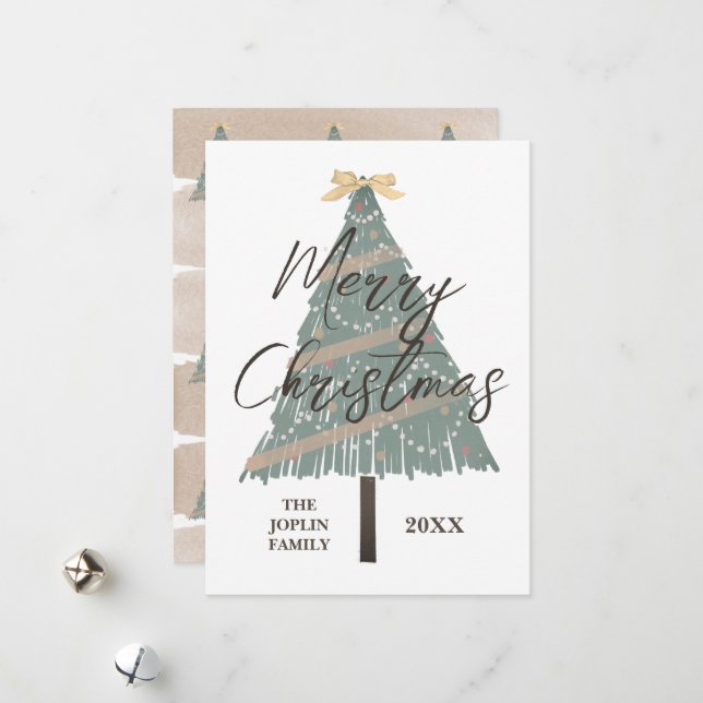 Cartes Pour Fêtes Annuelles Arbre de Noël élégant moderne non photo (Devant/Arrière en situation)