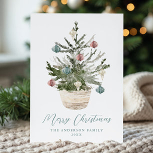 Cartes Pour Fêtes Annuelles Arbre de Noël Élégant Rustique Non-Photo