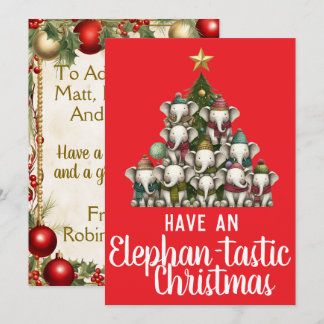 Cartes Pour Fêtes Annuelles Arbre de Noël éléphant