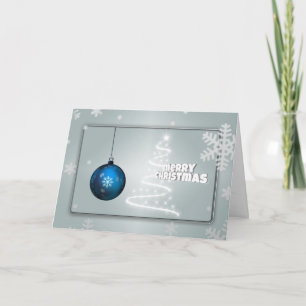 Cartes Pour Fêtes Annuelles Arbre de Noël en argent et bleu avec balle