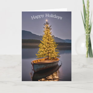 Cartes Pour Fêtes Annuelles Arbre de Noël en bateau à roues