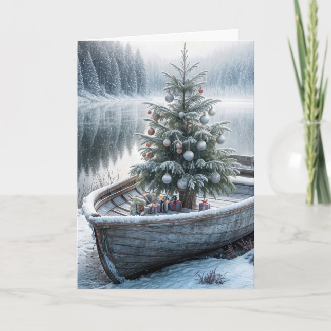 Cartes Pour Fêtes Annuelles Arbre De Noël En Bateau Routier Russe (Devant)