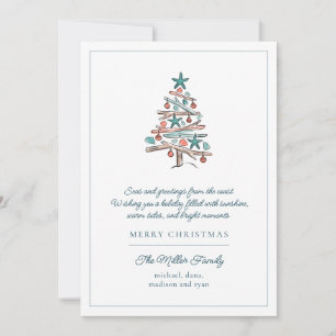 Cartes Pour Fêtes Annuelles Arbre de Noël en bois flotté de la plage côtière