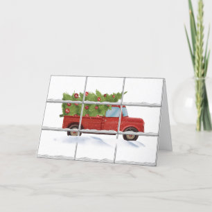 Cartes Pour Fêtes Annuelles Arbre de Noël en Camion Rouge