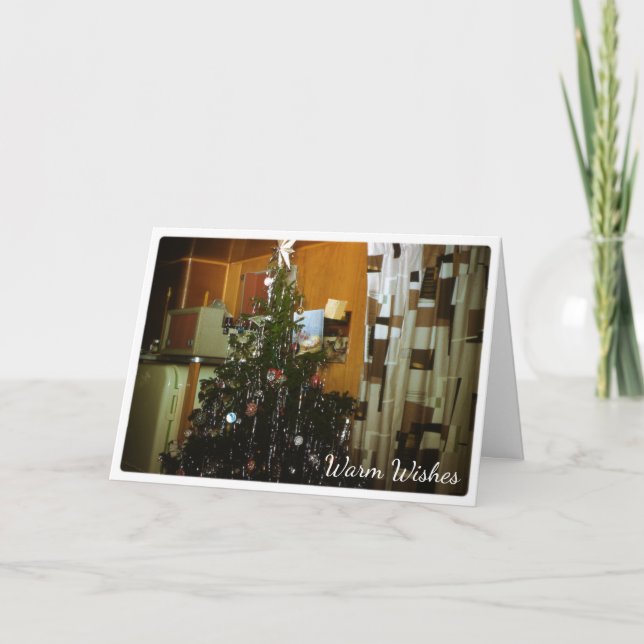 Cartes Pour Fêtes Annuelles Arbre de Noël en Camper Chaleureux Voeux (Devant)