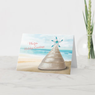 Cartes Pour Fêtes Annuelles Arbre de Noël en coquillages Message de vœux chale