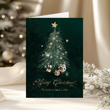 Arbre de Noël en écriture dorée élégante
