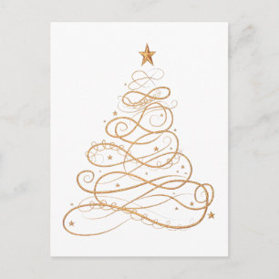 Cartes Pour Fêtes Annuelles Arbre de Noël en Filigree métallique or minimalist