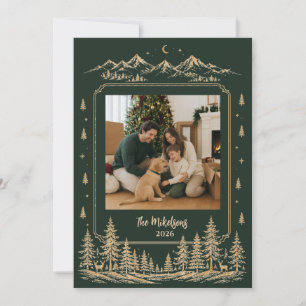 Cartes Pour Fêtes Annuelles Arbre de Noël en or enchanté en bois