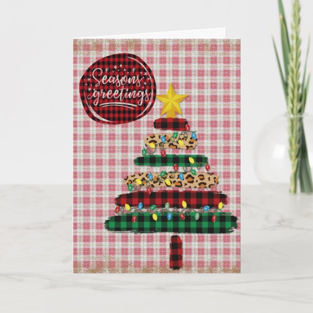 Cartes Pour Fêtes Annuelles Arbre de Noël en tissu Joyeuses Fêtes Motif (Devant)
