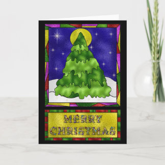 Cartes Pour Fêtes Annuelles Arbre de Noël en verre souillé