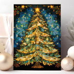 Cartes Pour Fêtes Annuelles Arbre de Noël en verre tendu<br><div class="desc">Illuminez votre saison de vacances avec notre carte de vacances Arbre de Noël en verre teint! Cette carte étonnante présente une magnifique illustration détaillée d'un arbre de Noël rendu dans un style de vitrail, brillant de couleurs vives et de motifs complexes. Parfait pour partager des voeux festifs avec des amis...</div>