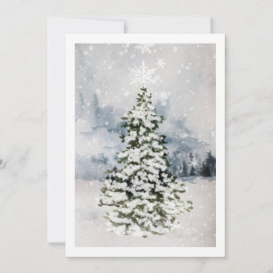 Cartes Pour Fêtes Annuelles Arbre de Noël enneigé de la forêt panoramique mode
