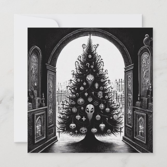 Cartes Pour Fêtes Annuelles Arbre de Noël épouvantable d'horreur gothique (Devant)
