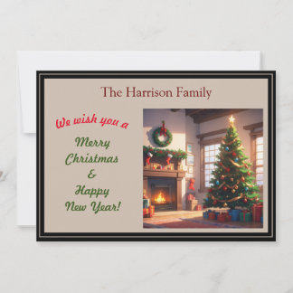 Cartes Pour Fêtes Annuelles Arbre de Noël et cheminée avec Stockage