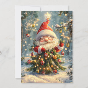 Cartes Pour Fêtes Annuelles Arbre de Noël et flocon de neige scintillant