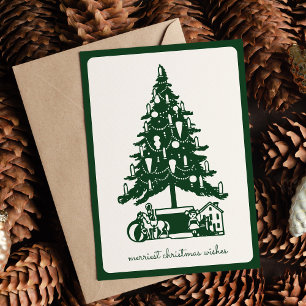 Cartes Pour Fêtes Annuelles Arbre de Noël et jouets vintage moderne simple