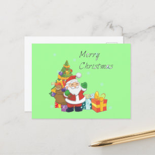 Cartes Pour Fêtes Annuelles Arbre de Noël et Père Noël Joyeux vert de Noël